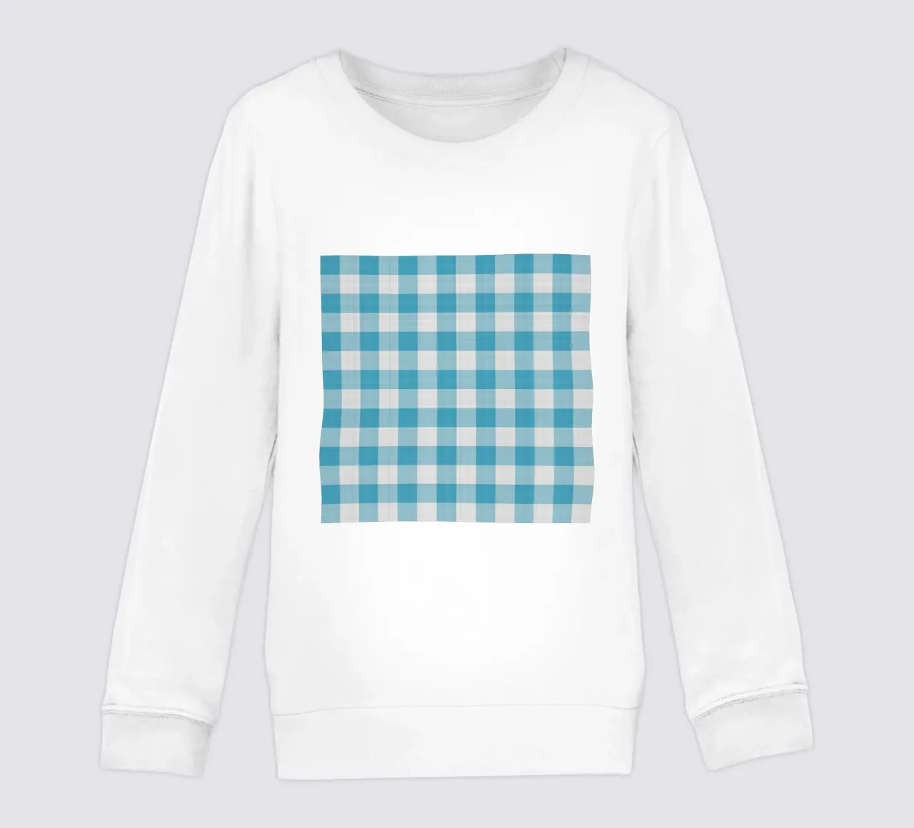 Vichy en bleu ciel Large sweat enfant de Happy Littles