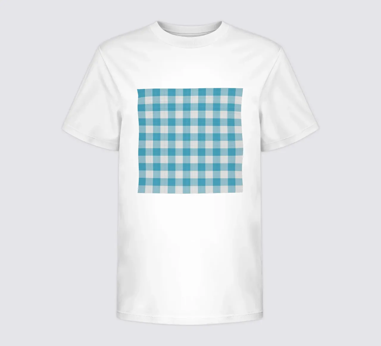 Gingham in Himmelblau Groß Kinder T-Shirt von Happy Littles
