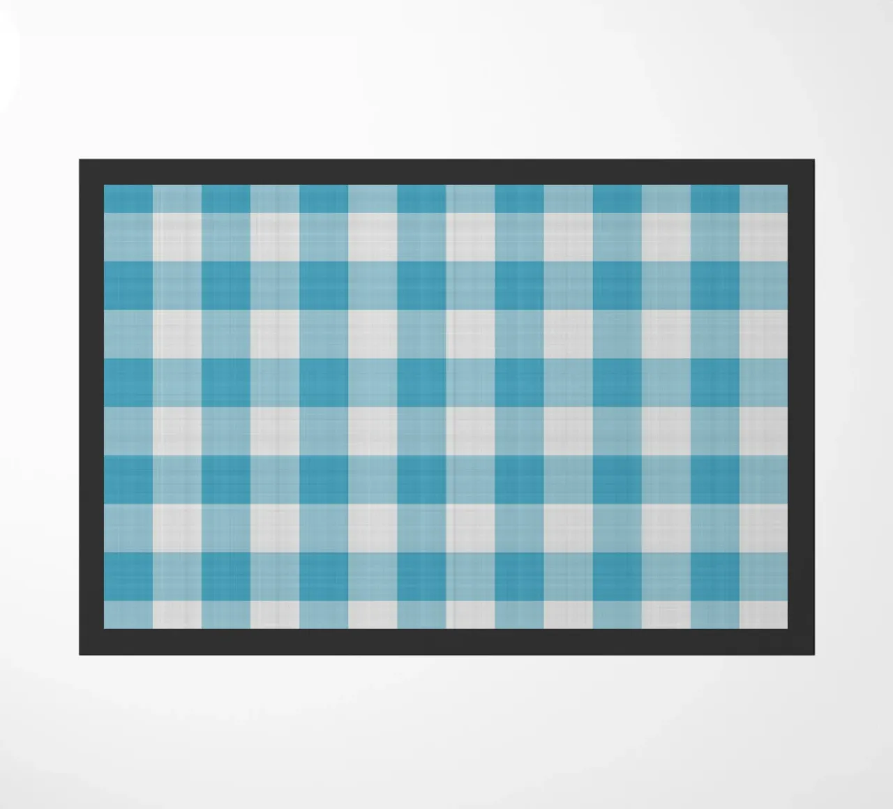 Gingham in Himmelblau Groß Fußmatte von Happy Littles
