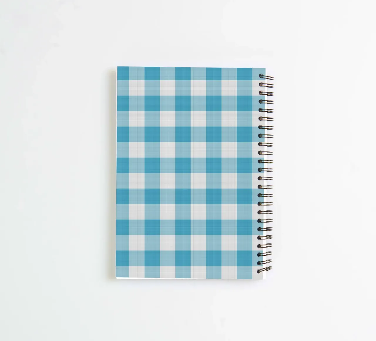 Gingham in Sky Blue Large spiral notebook by Happy Littles