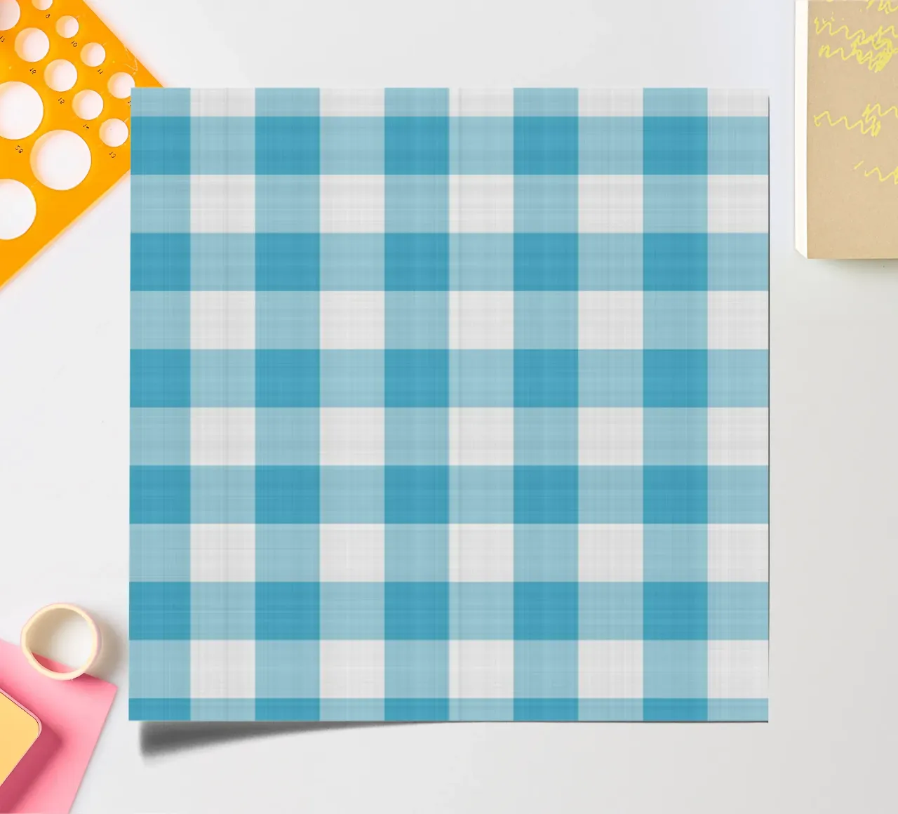 Vichy en bleu ciel Large planche autocollant de Happy Littles