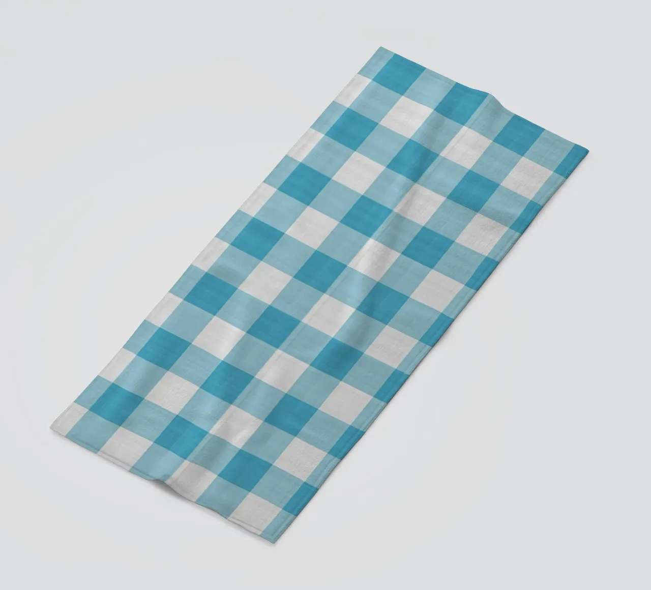 Gingham in Sky Blue Large beach towel by Happy Littles