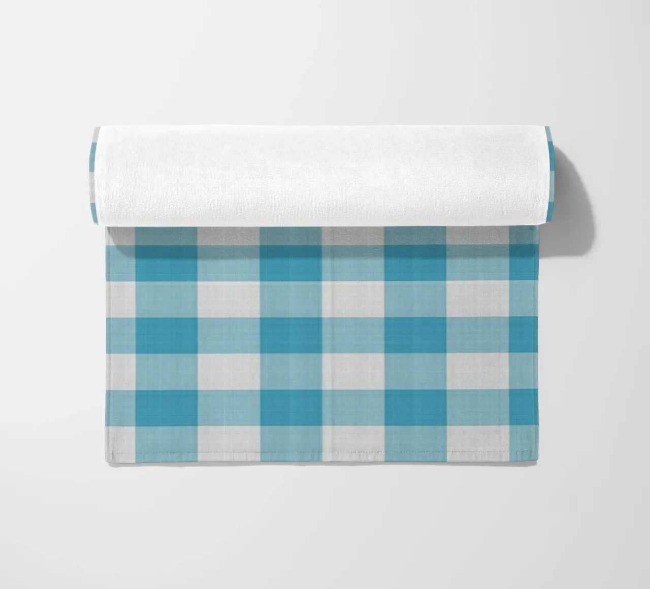 Gingham in Sky Blue Large beach towel by Happy Littles