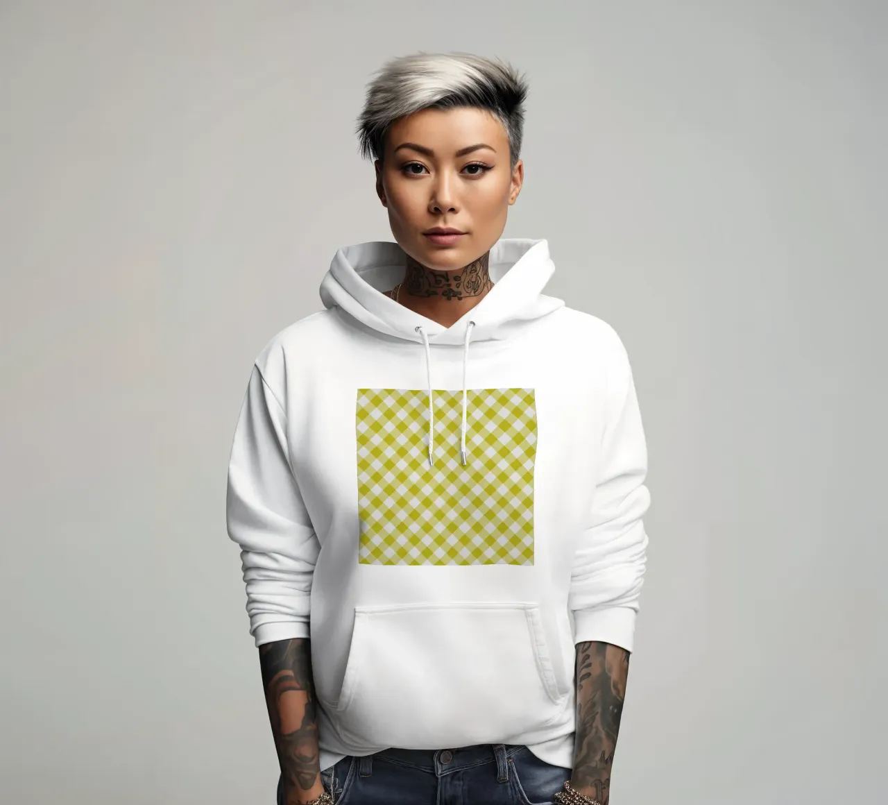 Gingham in giallo felpa con cappuccio da Happy Littles