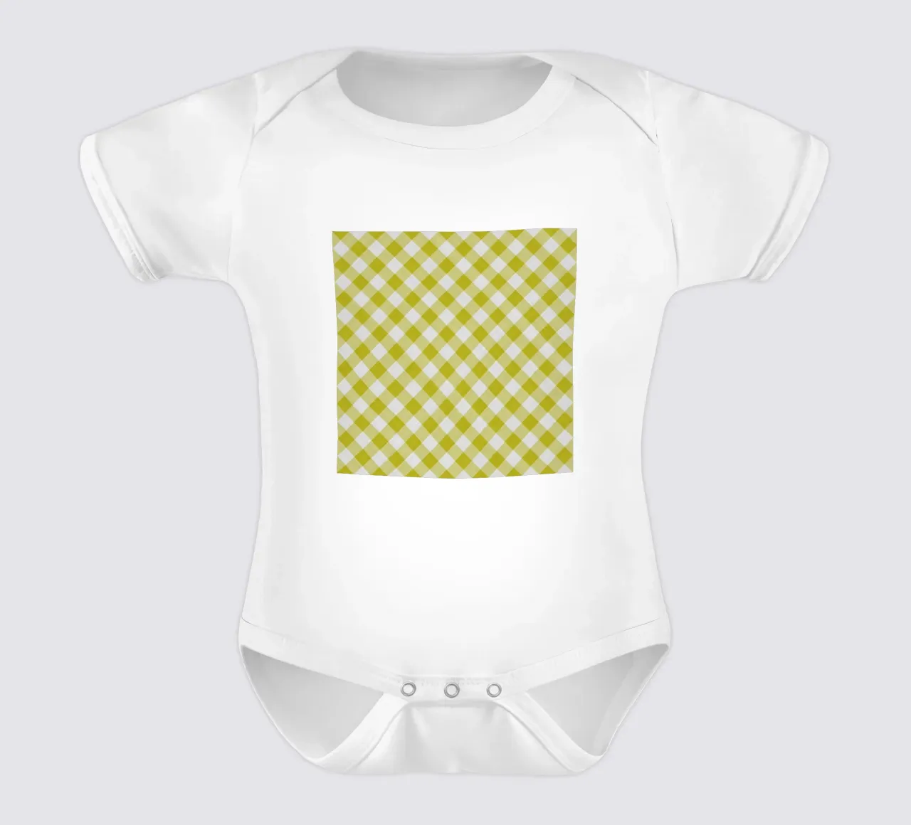 Gingham in giallo body neonato maniche corte da Happy Littles