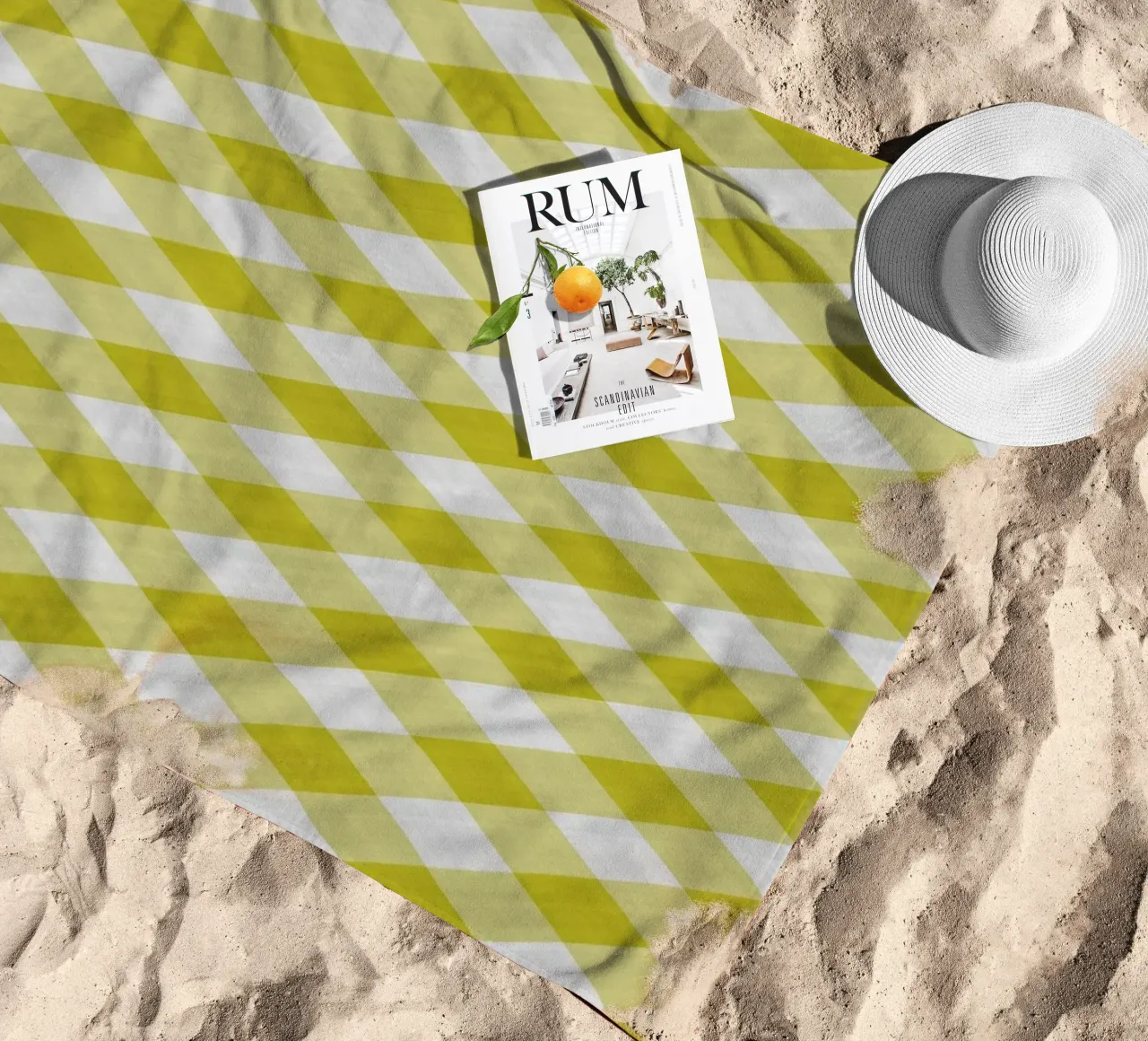 Gingham in giallo telo mare da Happy Littles