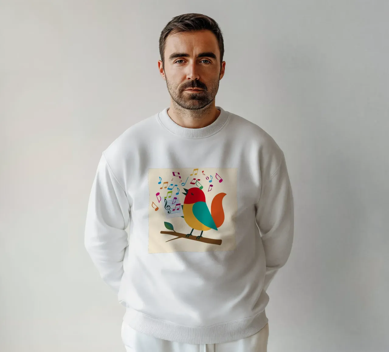 Uccello canterino con note colorate - Allegro motivo musicale felpa da namosh