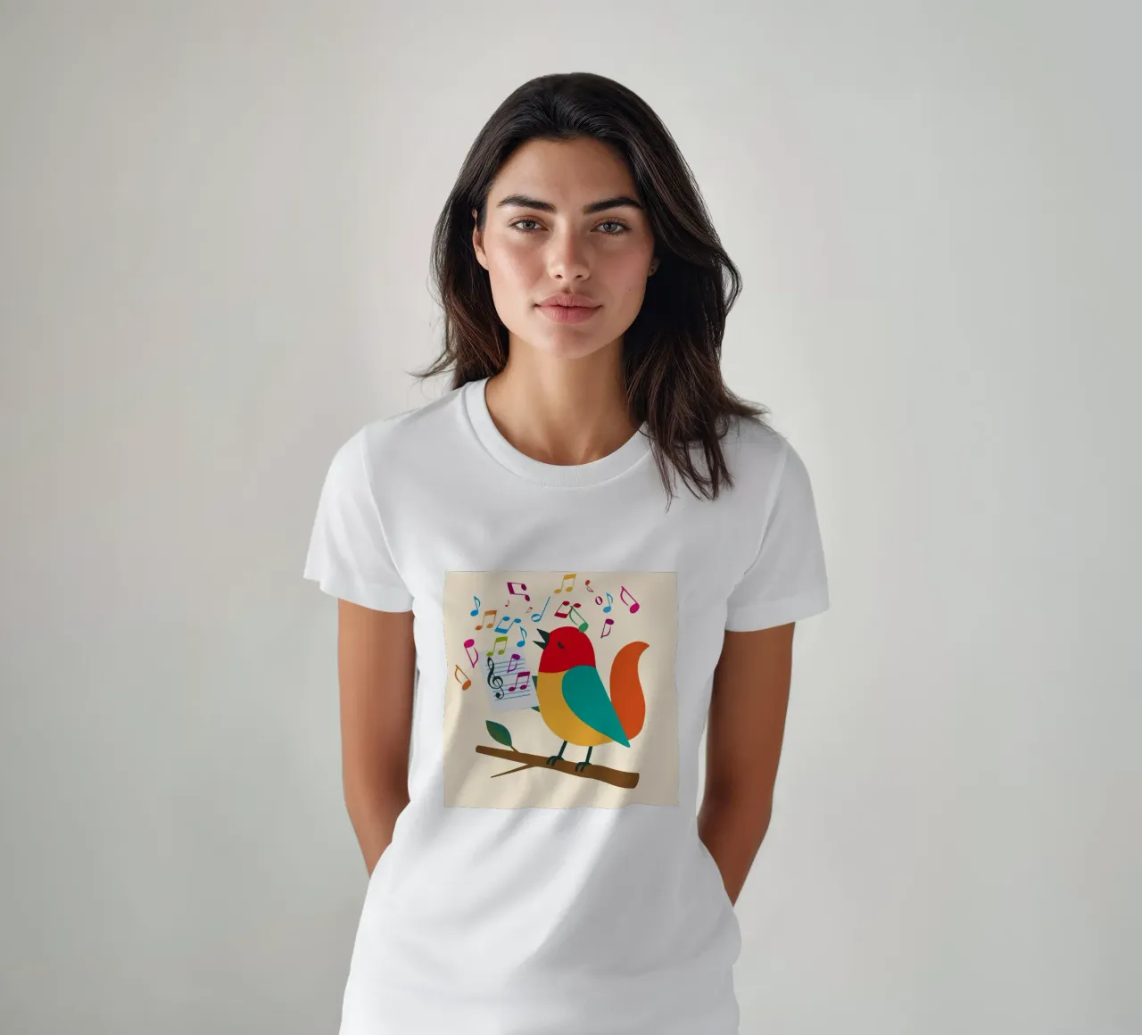 Uccello canterino con note colorate - Allegro motivo musicale t-shirt da namosh