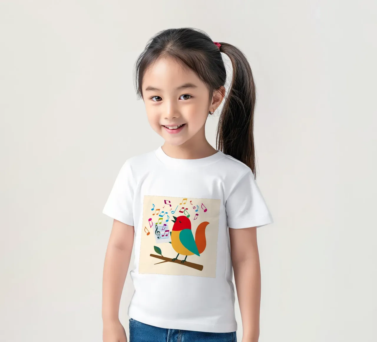 Uccello canterino con note colorate - Allegro motivo musicale t-shirt bambini da namosh