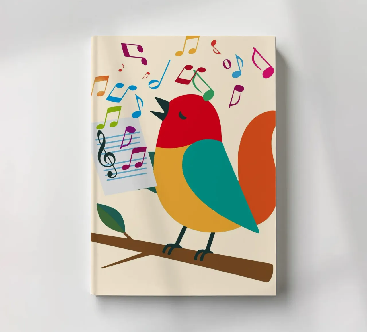Uccello canterino con note colorate - Allegro motivo musicale diario da namosh