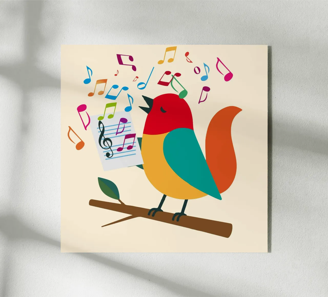 Uccello canterino con note colorate - Allegro motivo musicale plexiglass da namosh