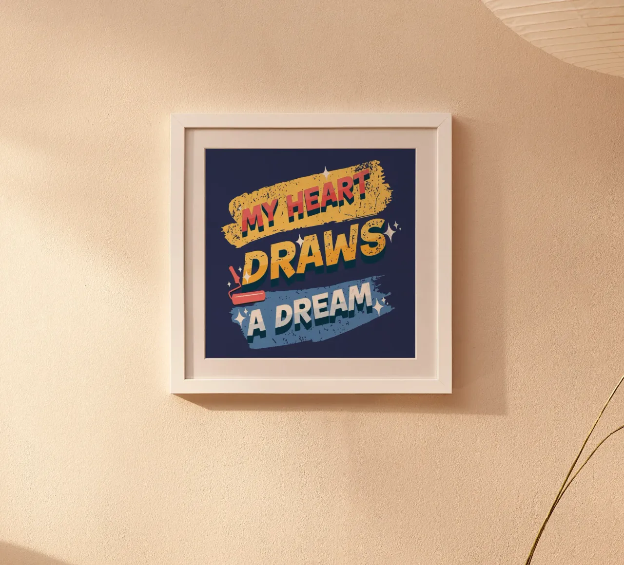 Il mio cuore disegna un sogno poster con telaio in alluminio da Gunawan Rb