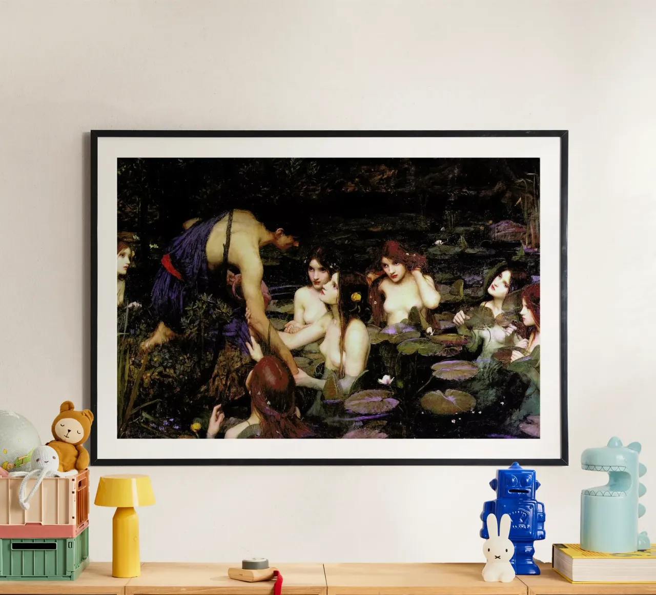 Waterhouse - Hylas And The Nymphs poster con telaio in legno da Vintage by JUNIQE