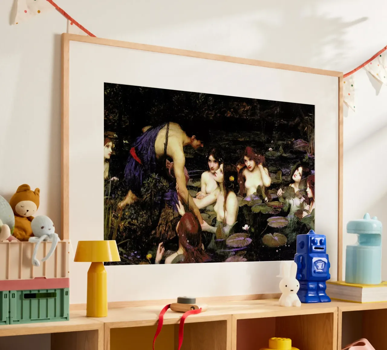 Waterhouse - Hylas And The Nymphs poster con telaio in legno da Vintage by JUNIQE