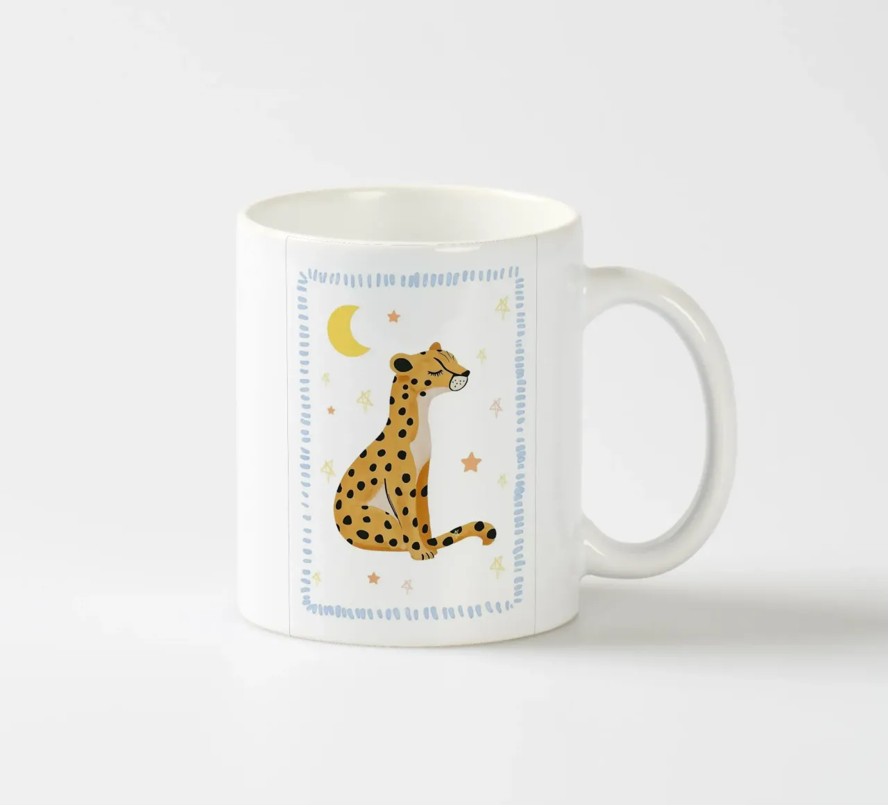 Cheetah print, Boho print, Grillige poster keramische mok van Little Lola