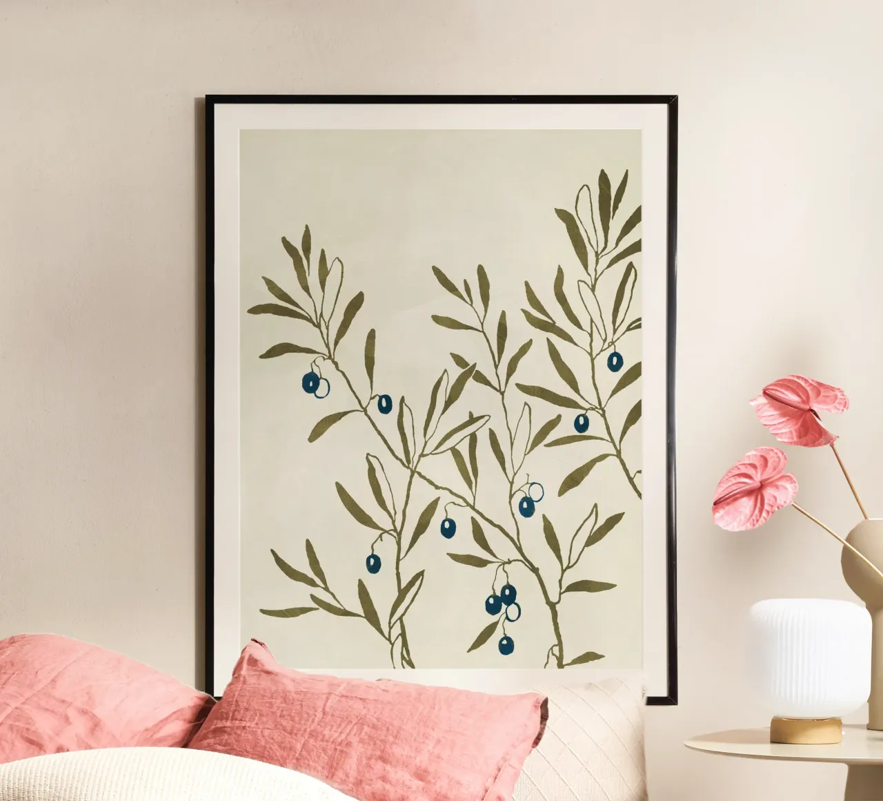 Olive Branch - Green Poster mit Aluminium Rahmen von adrianooliveira