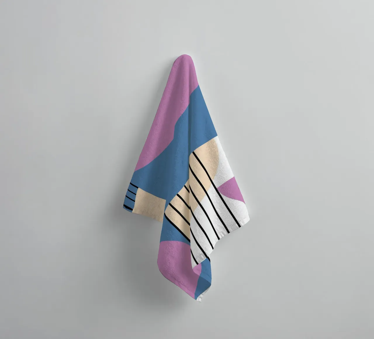 Bauhaus Harmony: Geometric Abstract Art Print, Trendy Decor towel by NorwesClub