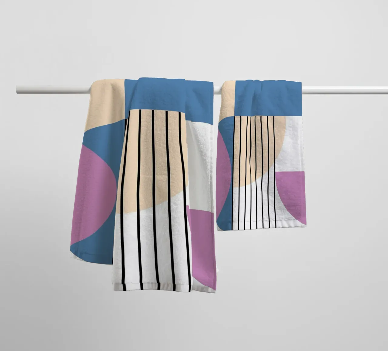 Bauhaus Harmony: Geometric Abstract Art Print, Trendy Decor towel by NorwesClub