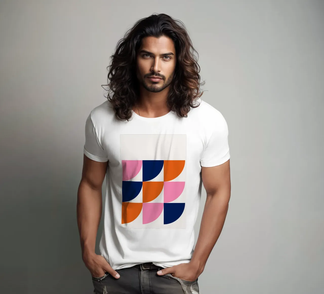 Mid-Century Modern Arc Grid: Geometric Abstract, Vibrant & C t-shirt by NorwesClub