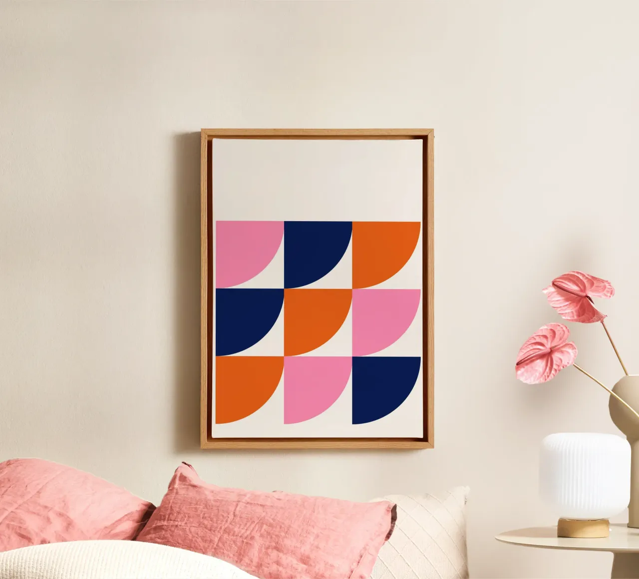 Mid-Century Modern Arc Grid: Geometric Abstract, Vibrant & C canvas by NorwesClub
