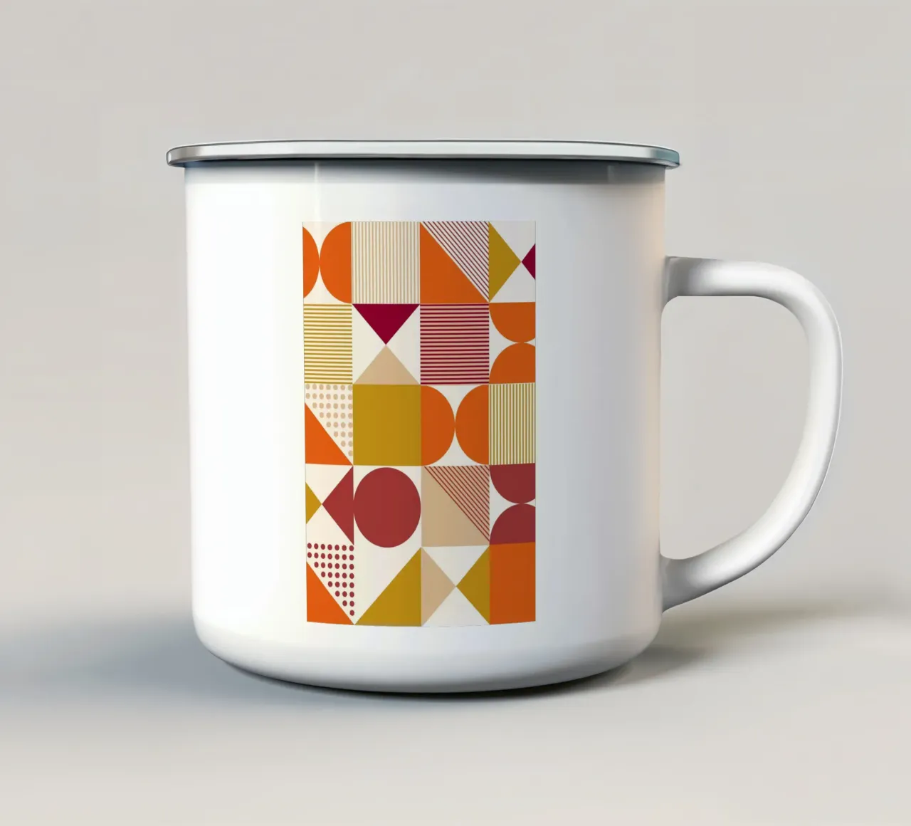 Bauhaus astratto: forme geometriche, tendenza moderna di metà secolo tazza in smalto da NorwesClub