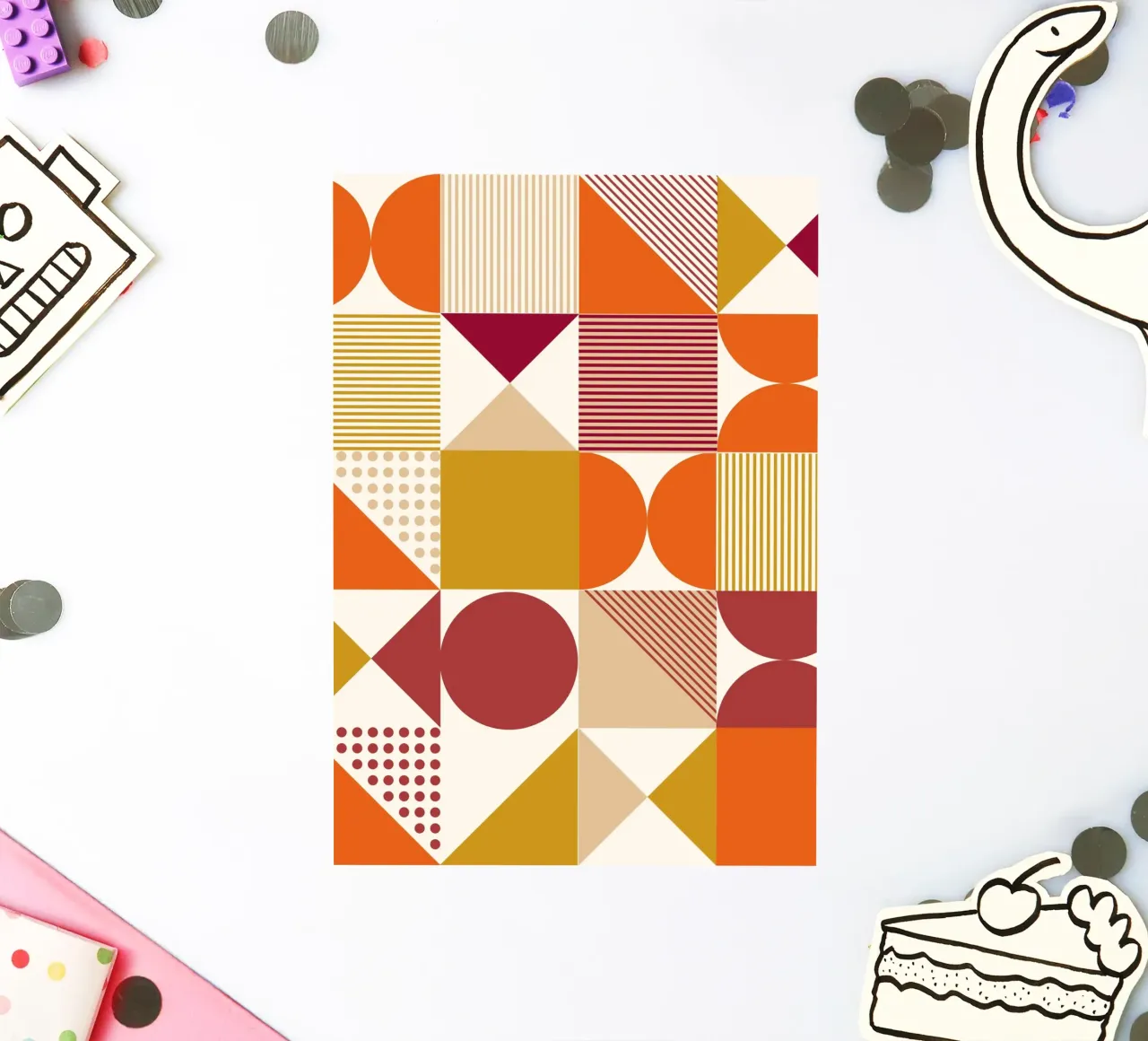 Bauhaus astratto: forme geometriche, tendenza moderna di metà secolo adesivo da NorwesClub