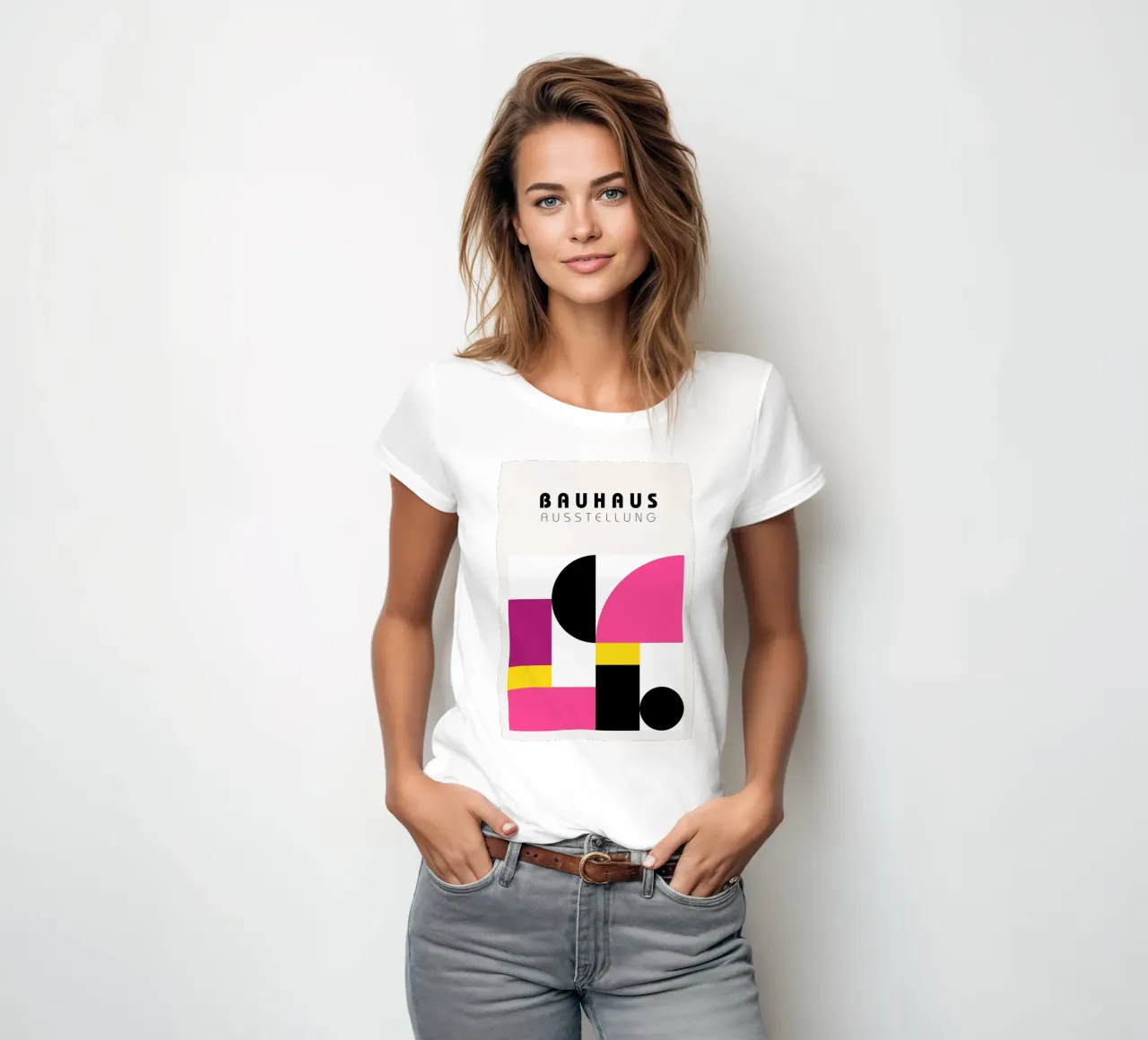 Bauhaus Exhibition: Geometric Abstract, Vibrant Modern Poste women's fitted t-shirt by NorwesClub