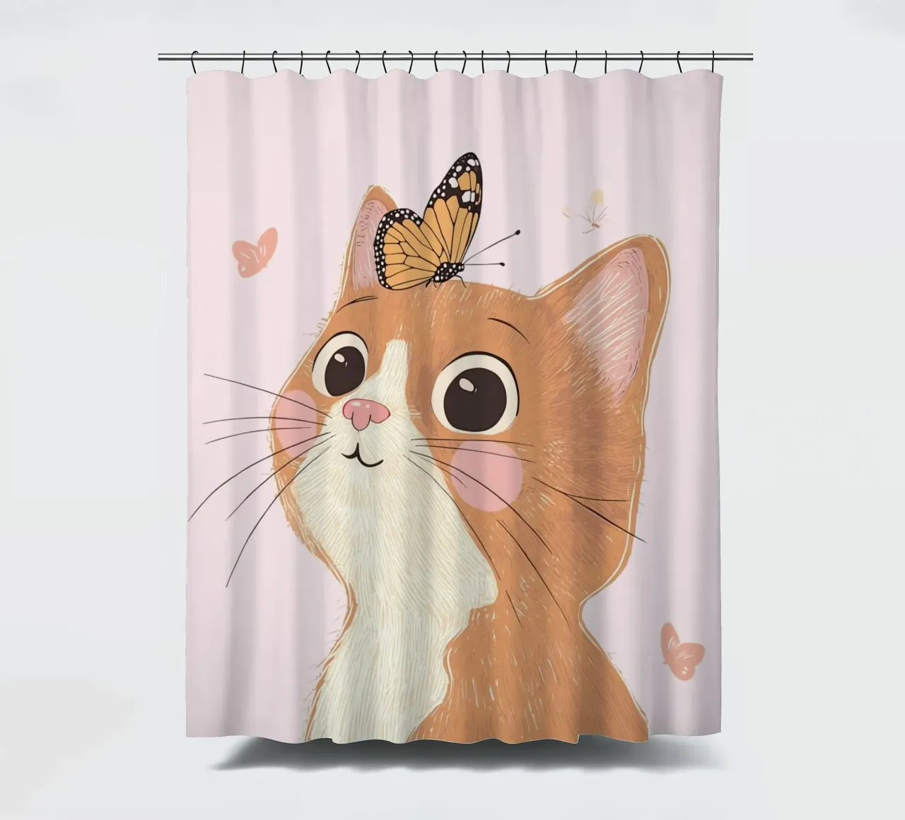 Cat Print, Boho Print, Whimsical Poster shower curtain by Little Lola