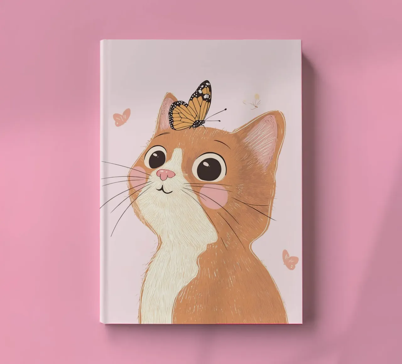 Cat Print, Boho Print, Whimsical Poster notebook by Little Lola