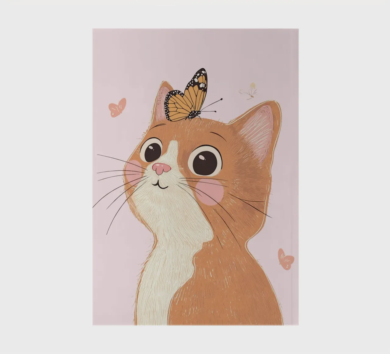 Cat Print, Boho Print, Whimsical Poster notebook by Little Lola