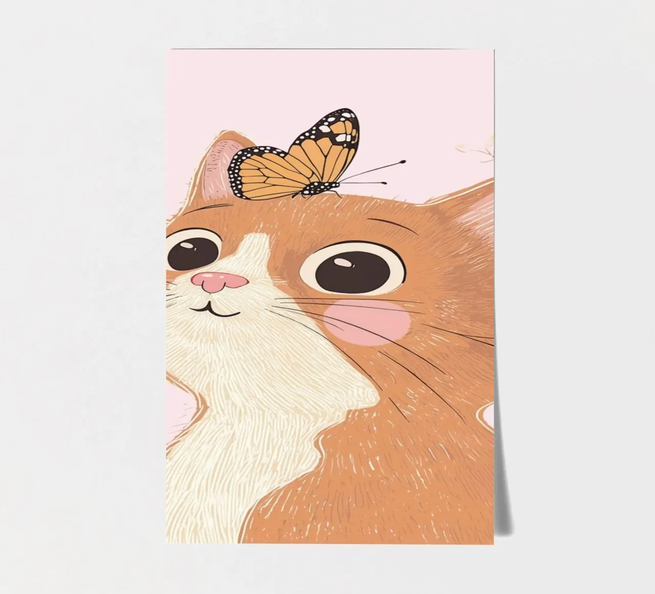 Cat Print, Boho Print, Whimsical Poster sticker sheet by Little Lola