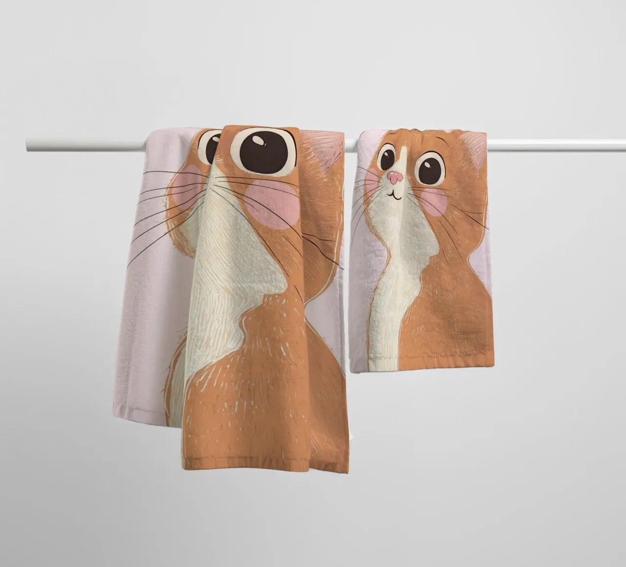 Cat Print, Boho Print, Whimsical Poster towel by Little Lola