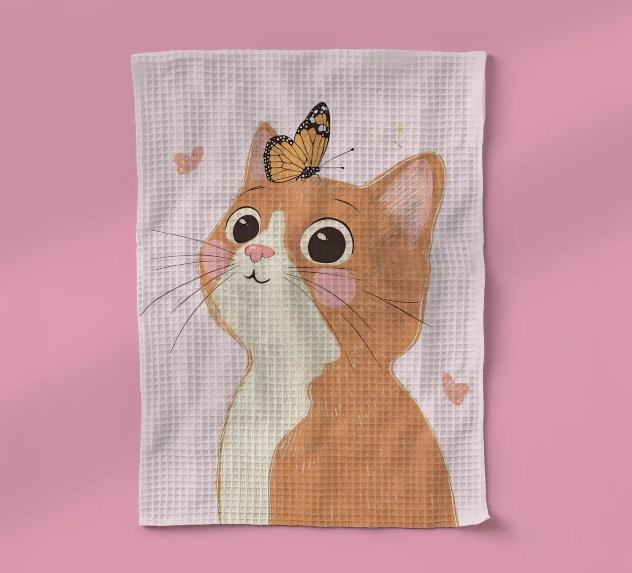 Cat Print, Boho Print, Whimsical Poster tea towel by Little Lola