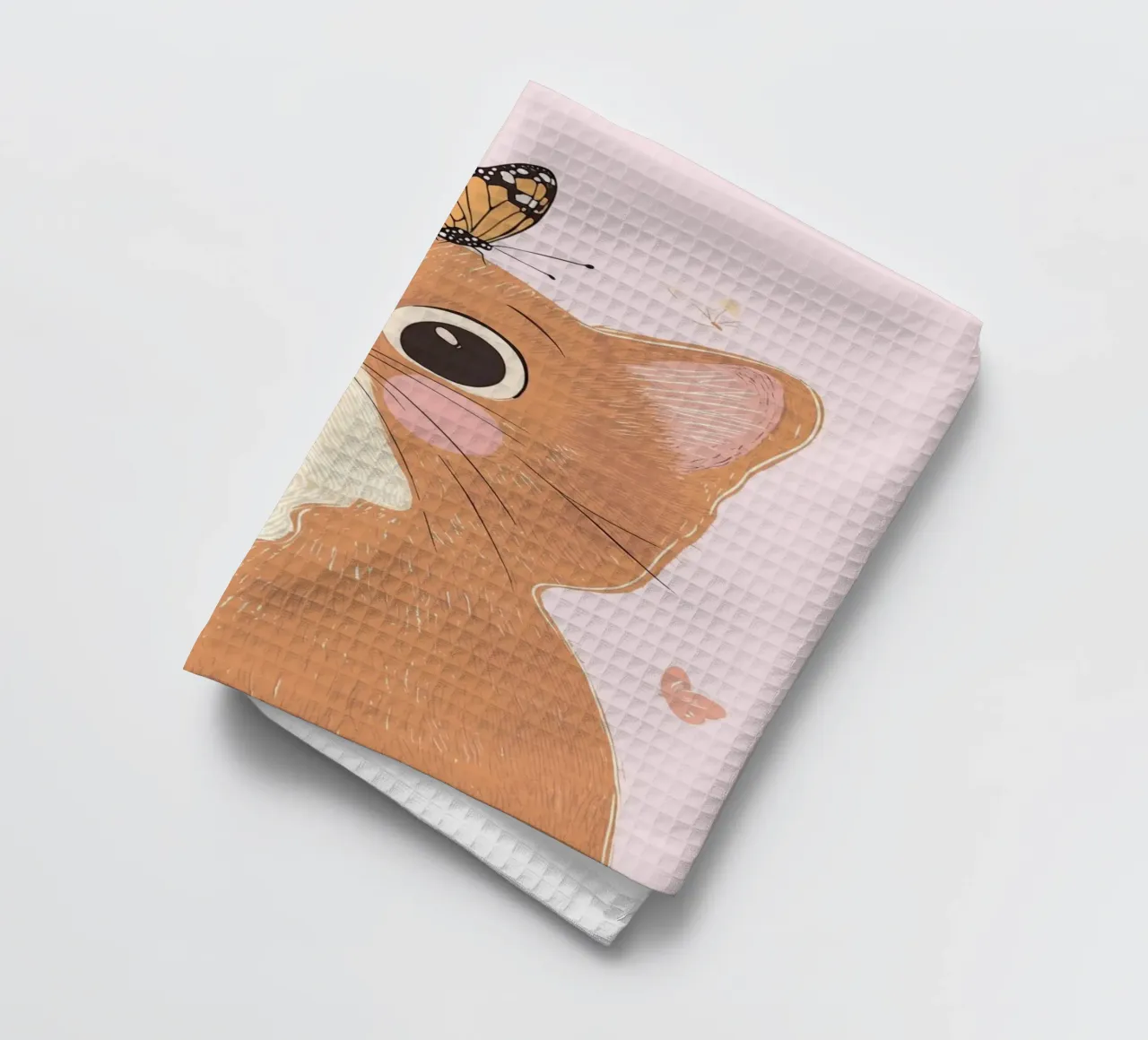 Cat Print, Boho Print, Whimsical Poster tea towel by Little Lola