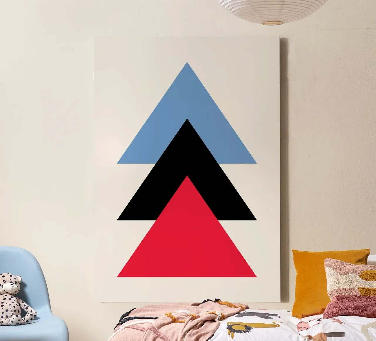 Bauhaus Ascent: Geometric Triangles, Minimalist & Modern Tre canvas with Floater frame by NorwesClub