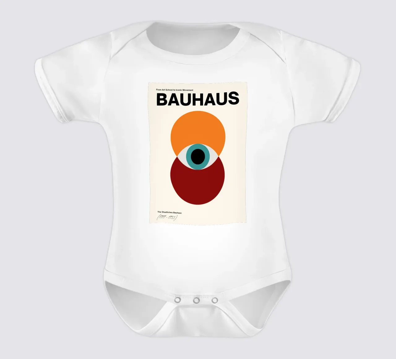 Bauhaus-oog: iconisch modernisme, abstract geometrische trendkunst babyrompertje korte mouwen van NorwesClub