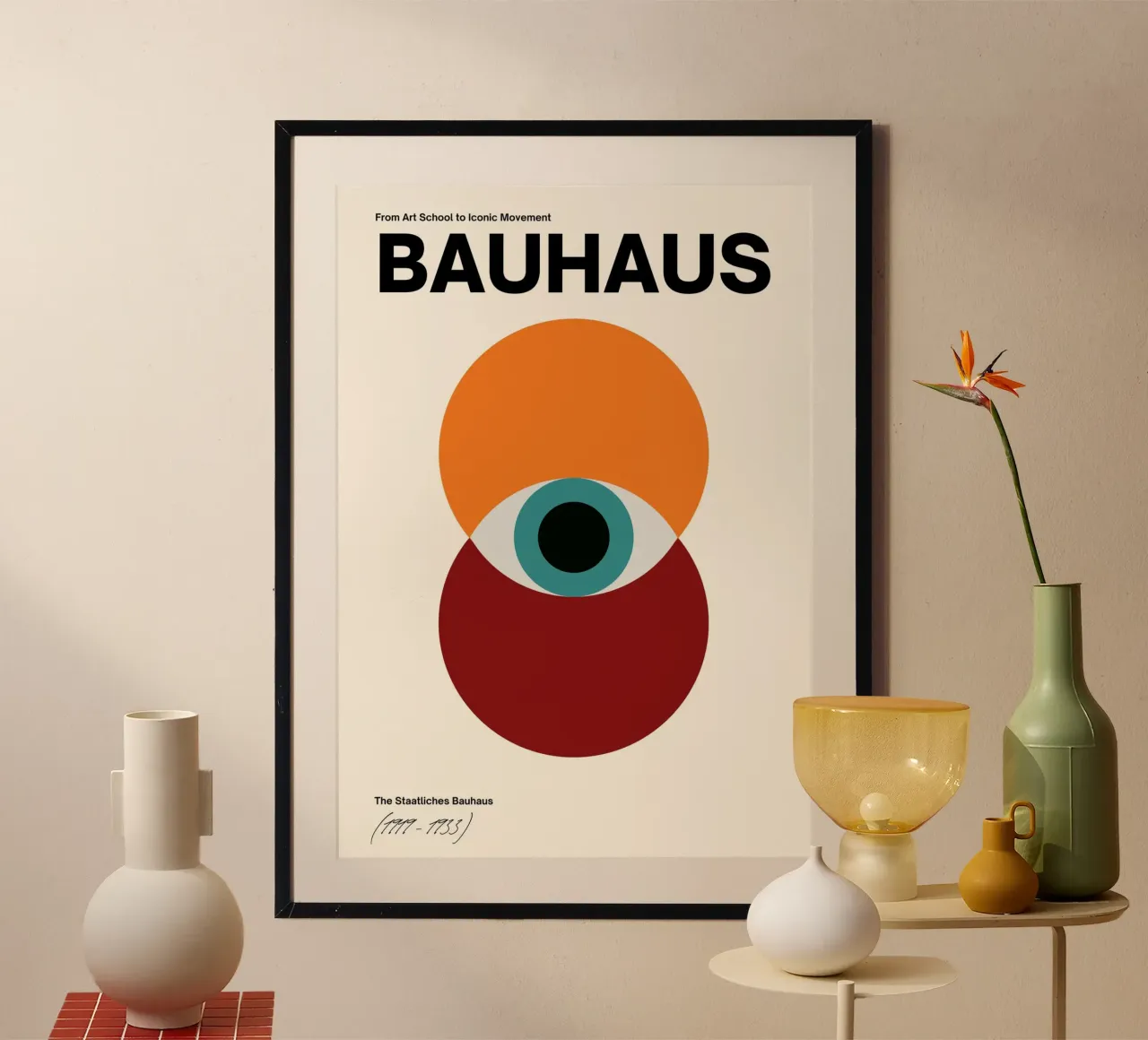 Das Bauhaus-Auge: Ikone der Moderne, abstrakte geometrische Trendkunst Poster von NorwesClub