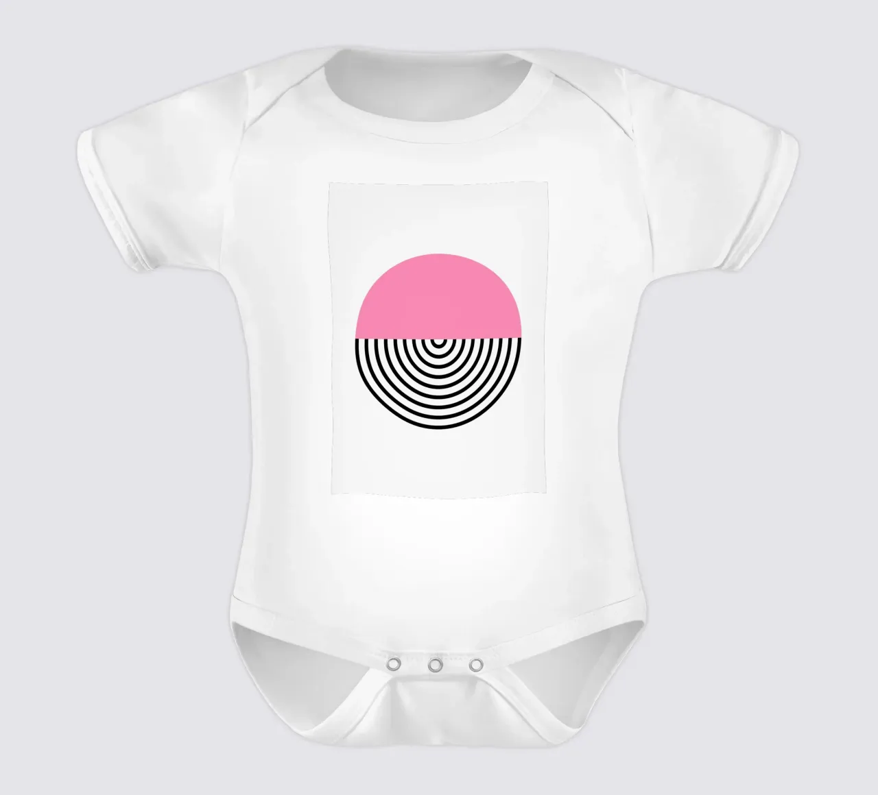 Memphis Pop: Círculo rosa y negro, moderno cuadro geométrico body de bebé de NorwesClub