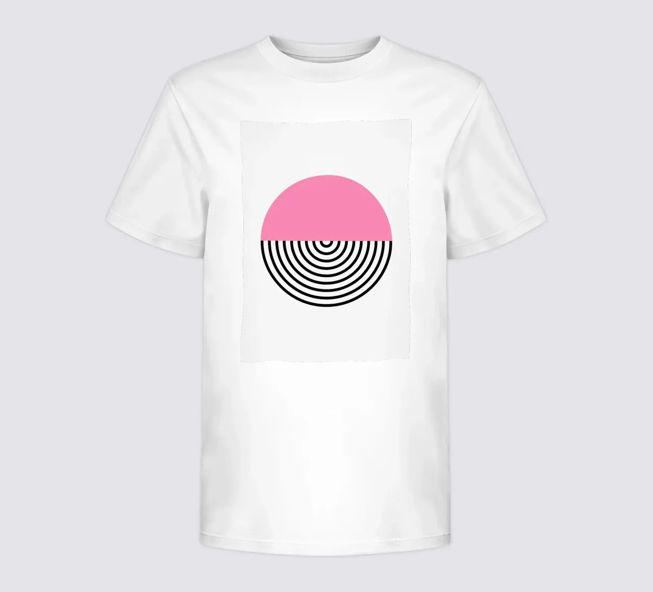 Memphis Pop: Pink & Black Circle, Trendy Geometric Art Print kids t-shirt by NorwesClub