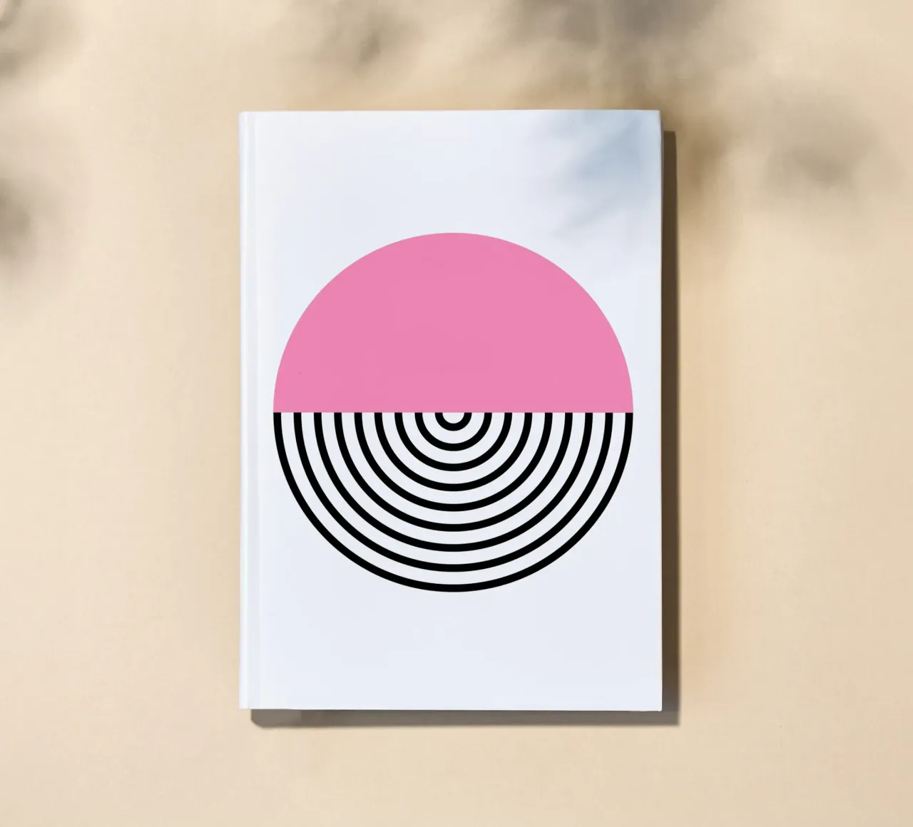 Memphis Pop: Pink & Black Circle, Trendy Geometric Art Print notebook by NorwesClub