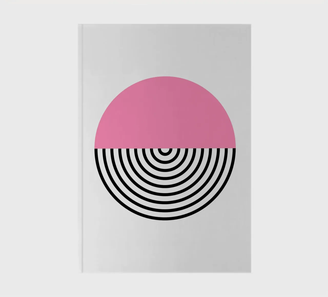 Memphis Pop: Pink & Black Circle, Trendy Geometric Art Print notebook by NorwesClub