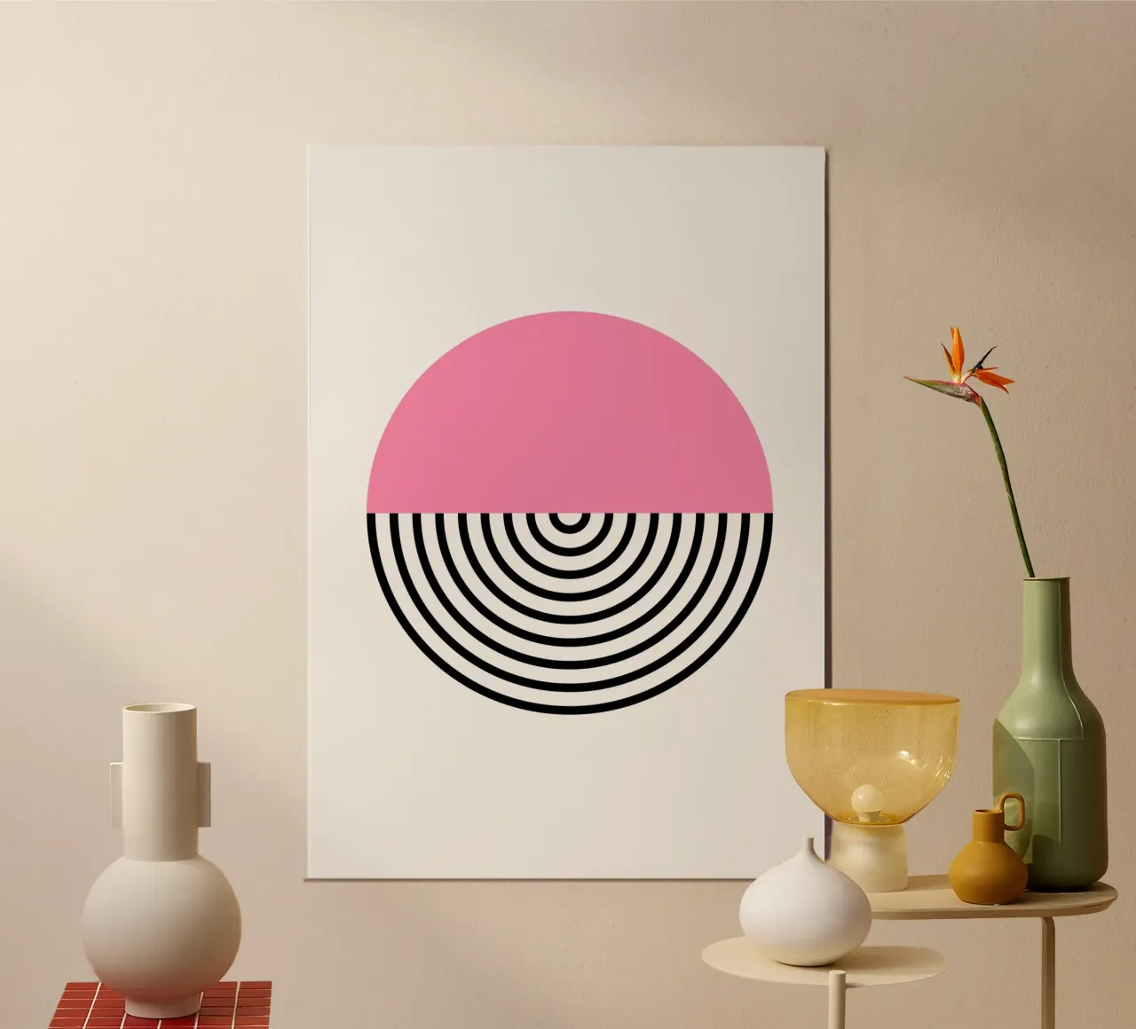 Memphis Pop: Círculo rosa y negro, moderno cuadro geométrico hahnemühle de NorwesClub