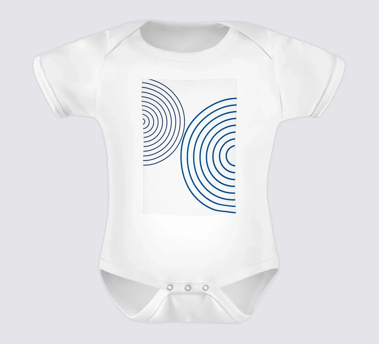 Concentric Circles: Minimalist Abstract, Blue Line Art Print short-sleeve baby romper by NorwesClub