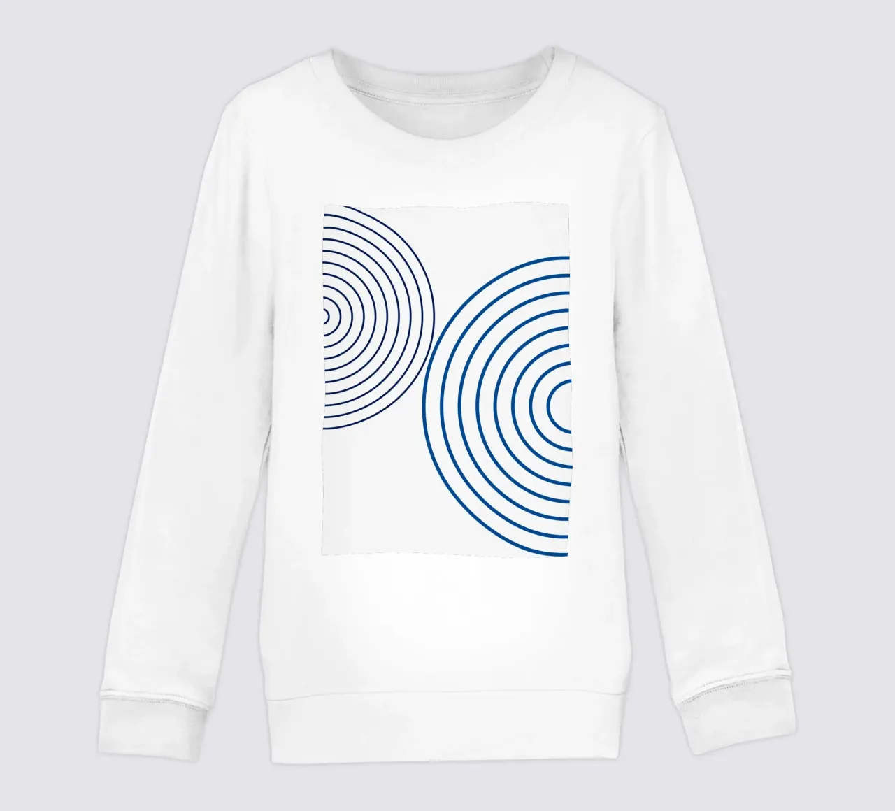 Concentric Circles: Minimalist Abstract, Blue Line Art Print kids sweatshirt by NorwesClub
