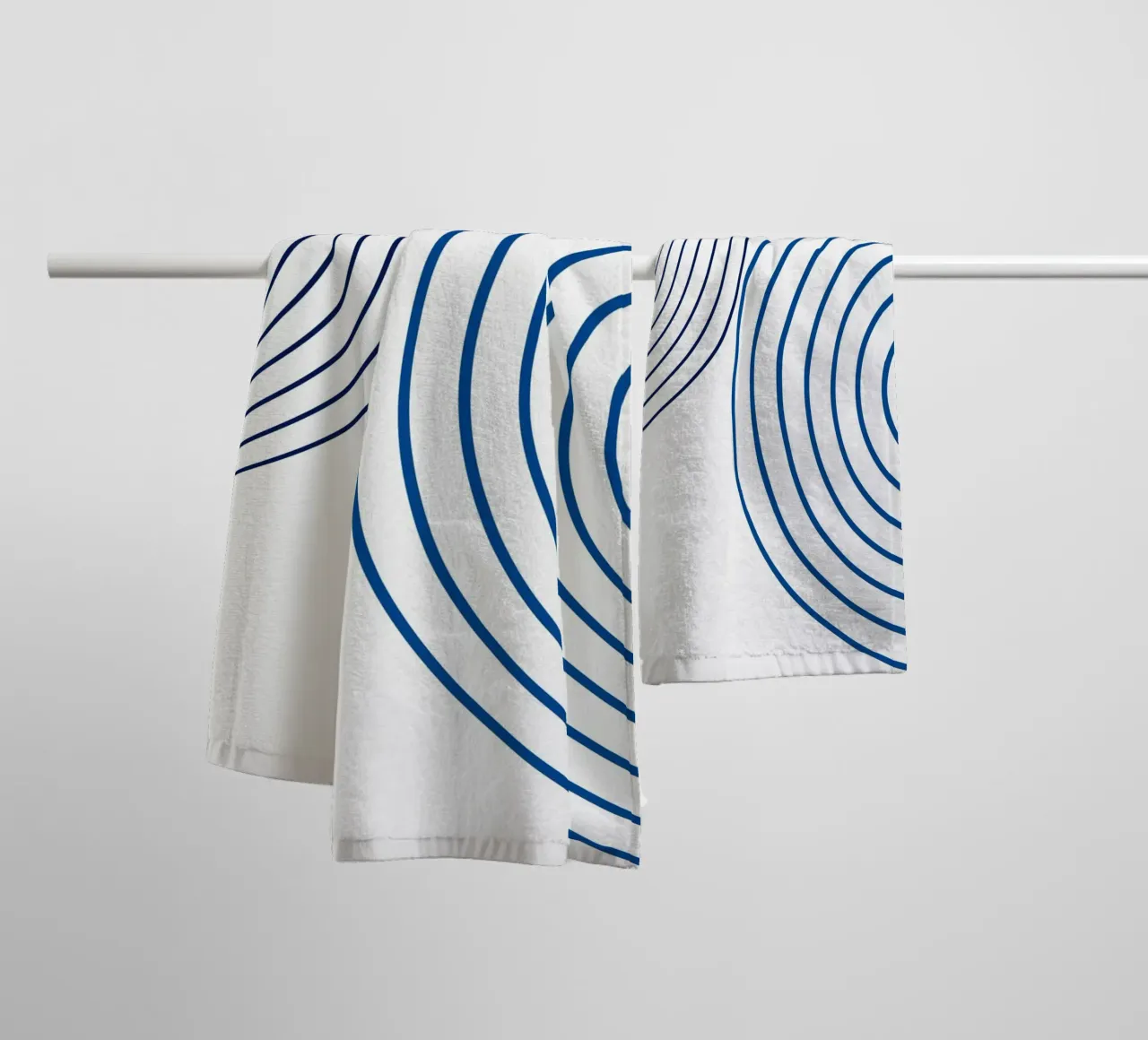 Concentric Circles: Minimalist Abstract, Blue Line Art Print towel by NorwesClub