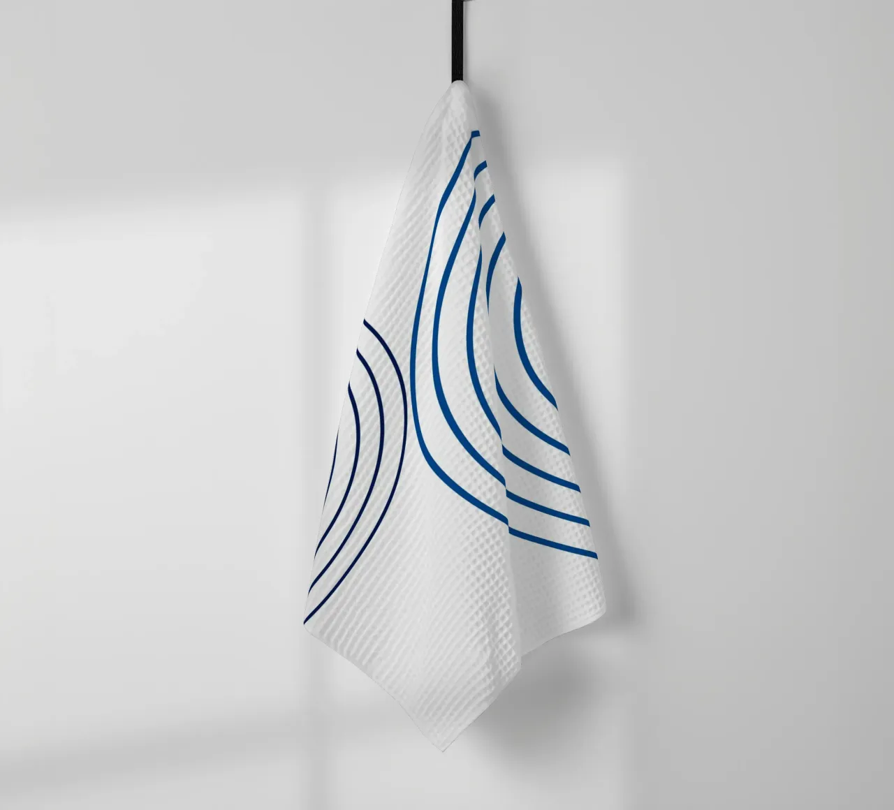 Concentric Circles: Minimalist Abstract, Blue Line Art Print tea towel by NorwesClub