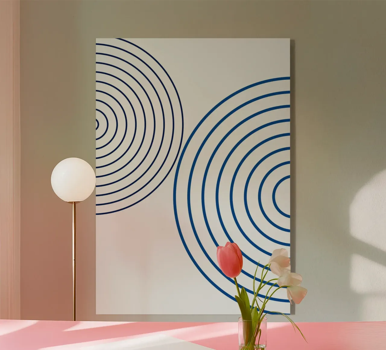 Círculos concéntricos: Minimalista Abstracto, Línea Azul metacrilato de NorwesClub