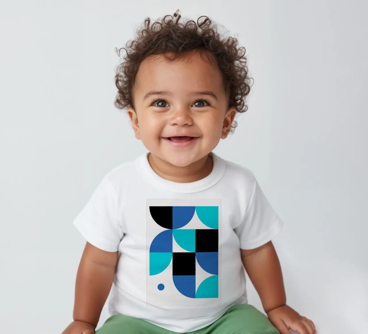 Abstraction géométrique : Blue & Black Modern Art Print t-shirt pour bébé de NorwesClub