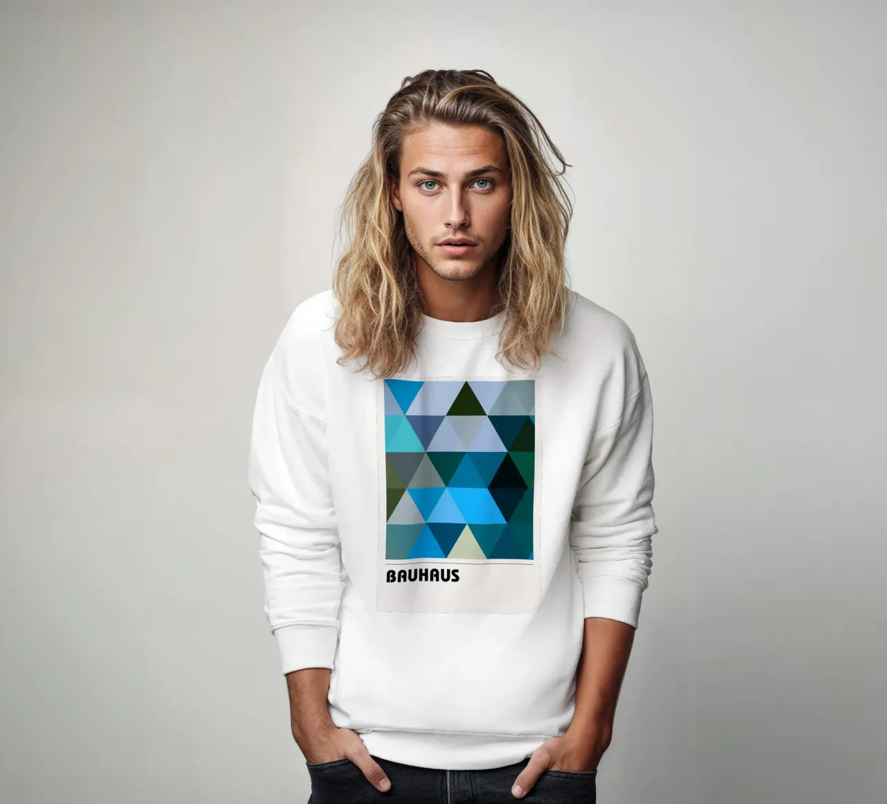 Triangles Bauhaus : Abstraction géométrique, tons froids Tendance Art sweat de NorwesClub