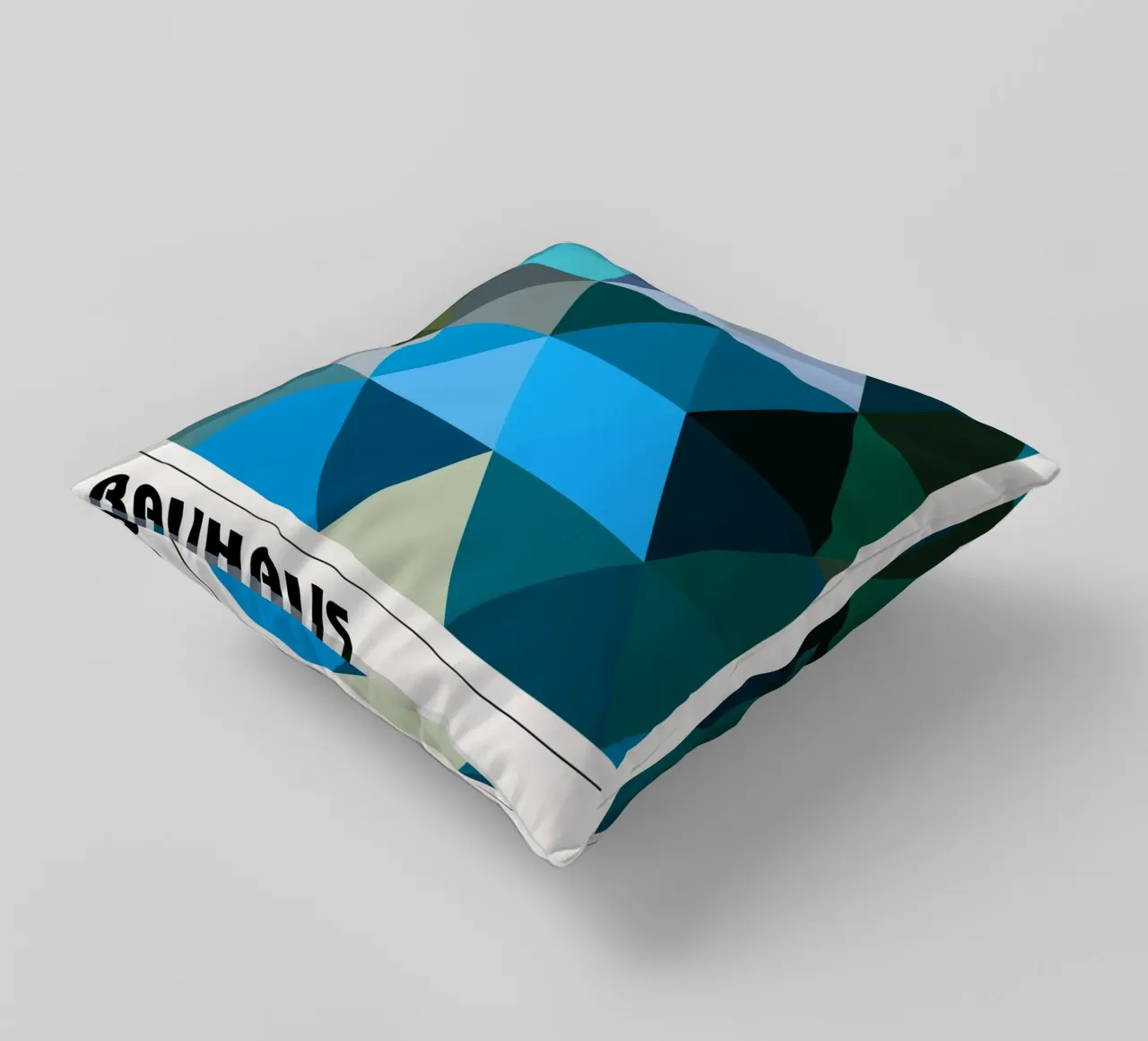 Triangles Bauhaus : Abstraction géométrique, tons froids Tendance Art coussin de NorwesClub